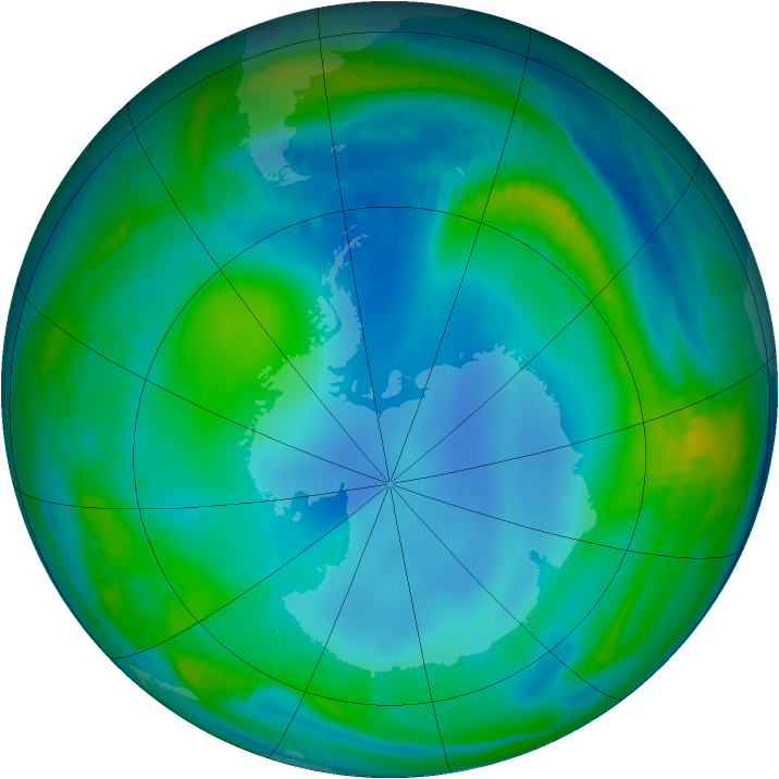 Antarctic ozone map for 18 June 2000